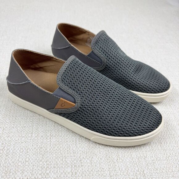 Olukai Pehuea Womens US 9 EUR 39 Gray Slip On Drop Heel Casual Loafers - Picture 1 of 13